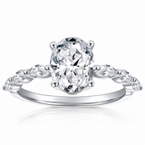 Anel Solitário Oval Moissanite 1 e 2 Quilates Prata 925 — Estilo Noivado GRA
