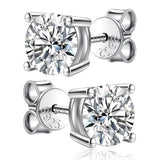 Brinco Solitário Moissanite 2 Quilates Prata 925 — Diamante de Laboratório GRA