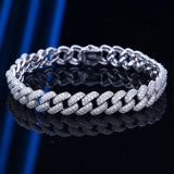 Pulseira Cubana Moissanite 8mm Prata 925 Banho Ouro 18K — Certificado GRA