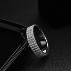 Aliança Eternity Completa Moissanite Prata 925 Banho Ouro 18K — Certificado GRA