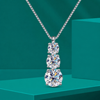 Colar Pingente Moissanite Gota Corrente Box Prata 925 Ouro 18K — Certificado GRA