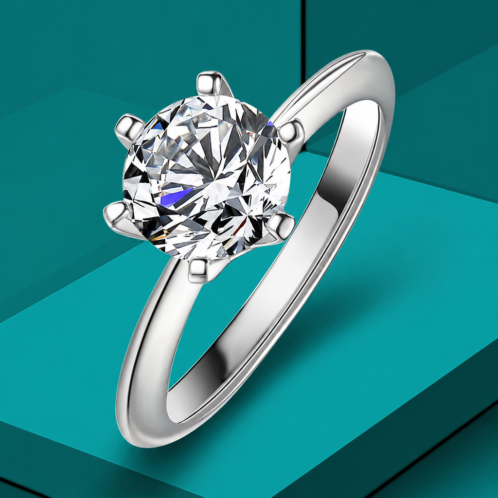 Anel Solitário Moissanite 10 Quilates Prata 925 | Exclusivo | GRA