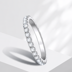 Anel Meia Aliança Moissanite 3mm Prata 925 | Certificado GRA
