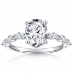 Anel Solitário Oval Moissanite 1 e 2 Quilates Prata 925 — Estilo Noivado GRA