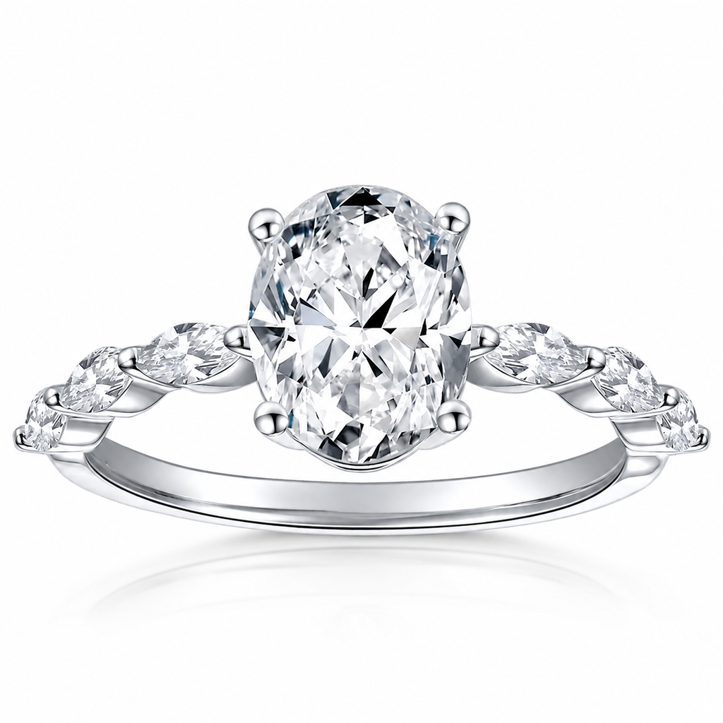 Anel Solitário Oval Moissanite 1 Quilate Prata 925 | Certificado GRA