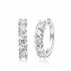 Brinco Argola Clique Moissanite 3mm a 4mm Prata 925 Ouro 18K — Certificado GRA