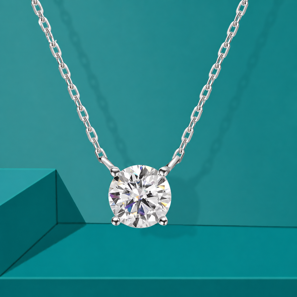 Colar Pingente Solitário Moissanite 1 a 5 Quilates Prata 925 Ouro 18K — GRA