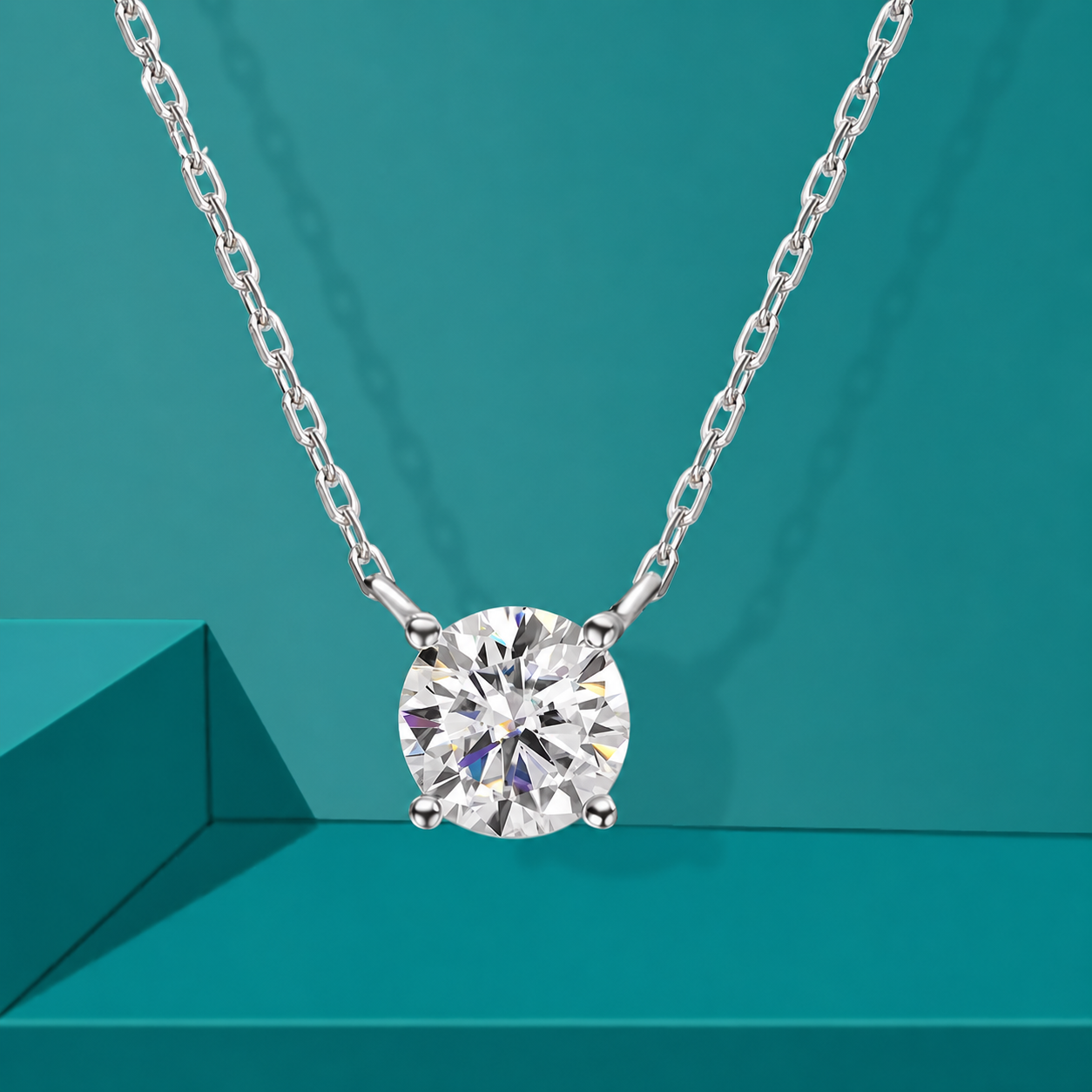 Colar Pingente Solitário Moissanite 1 a 5 Quilates Prata 925 Ouro 18K — GRA
