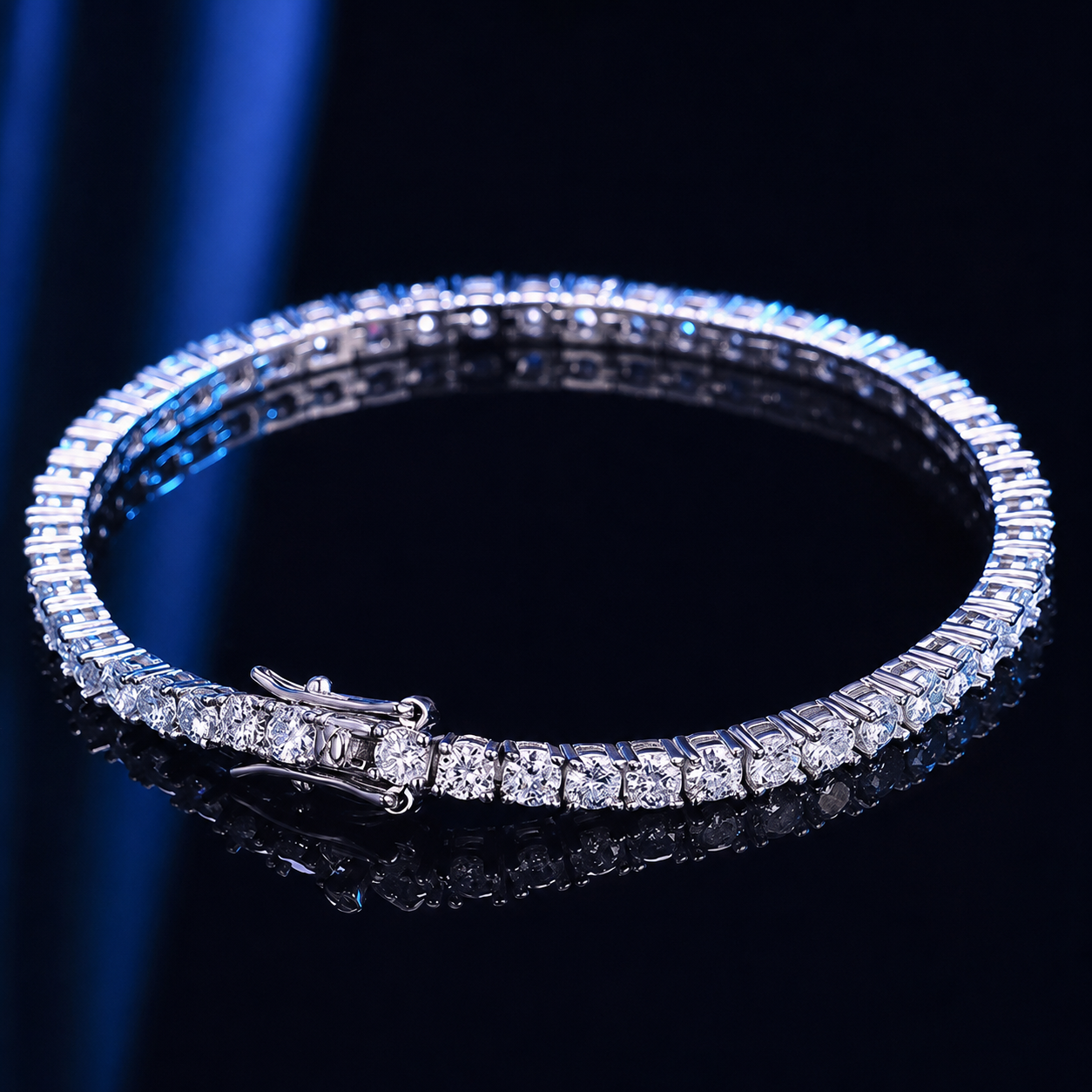 Pulseira Tênis Moissanite 2mm, 3mm e 4mm Prata 925 Banho Ouro 18K — Certificado GRA