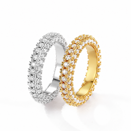 Aliança Russa Inteira Moissanite 5mm Prata 925 com Ródio — Certificado GRA
