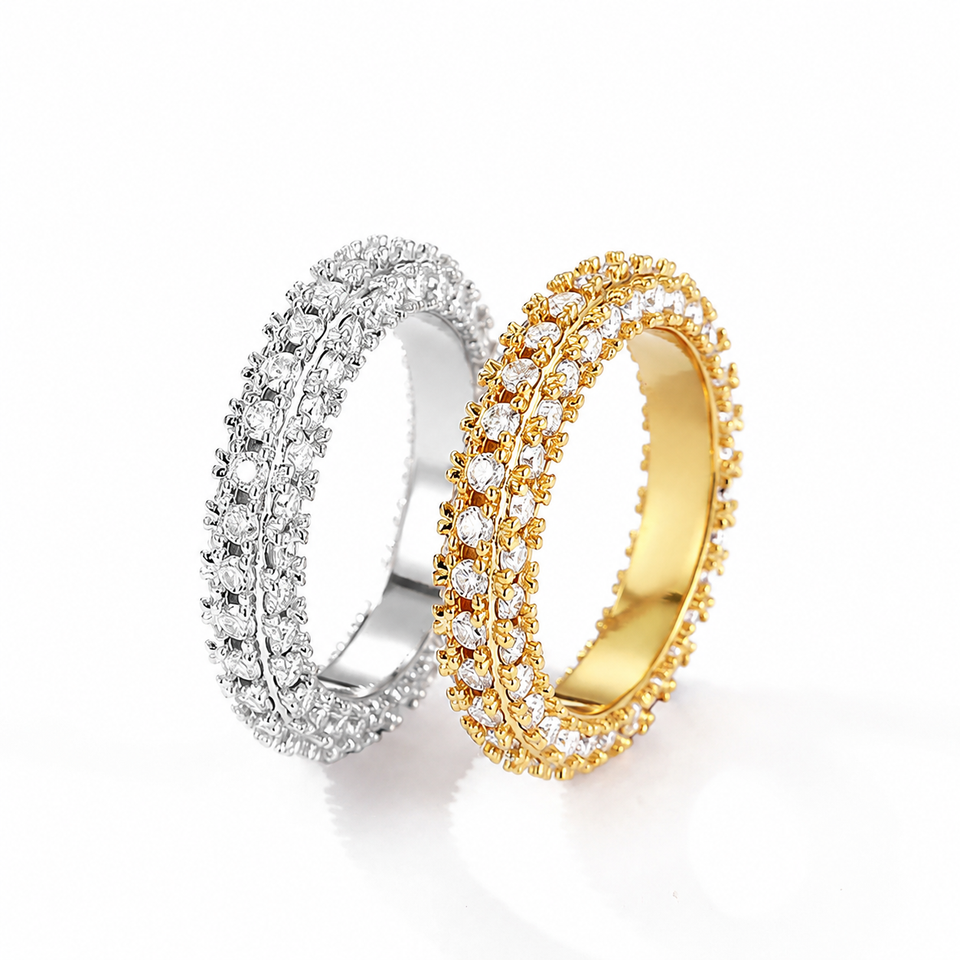 Aliança Russa Inteira Moissanite 5mm Prata 925 com Ródio — Certificado GRA