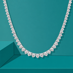 Colar Riviera Tênis Moissanite 3 Garras Prata 925 Ouro 18K — Certificado GRA