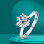 Anel Solitário Moissanite 6 Pinos 3 Quilates Prata 925 | Estilo Noivado GRA