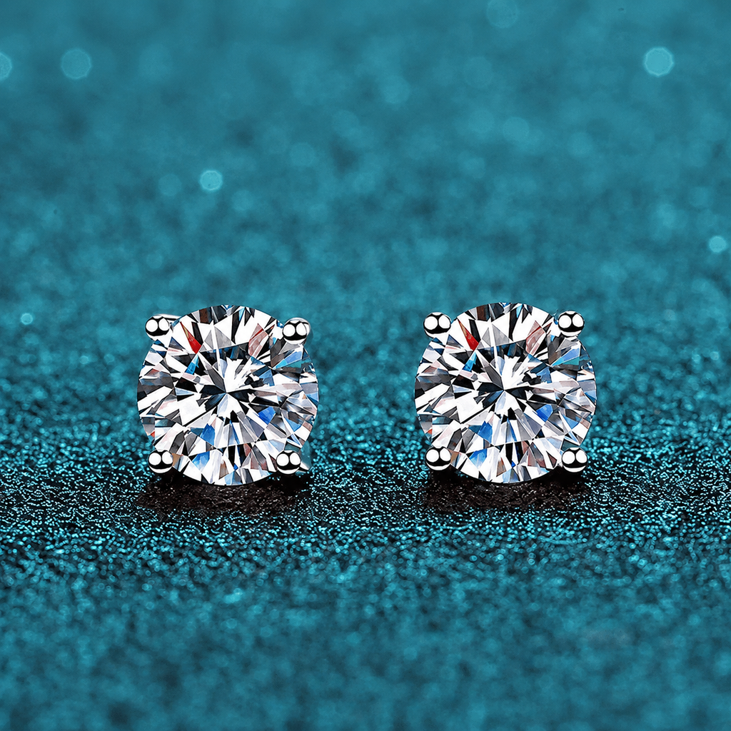Brinco Solitário Moissanite 2 Quilates Prata 925 — Diamante de Laboratório GRA