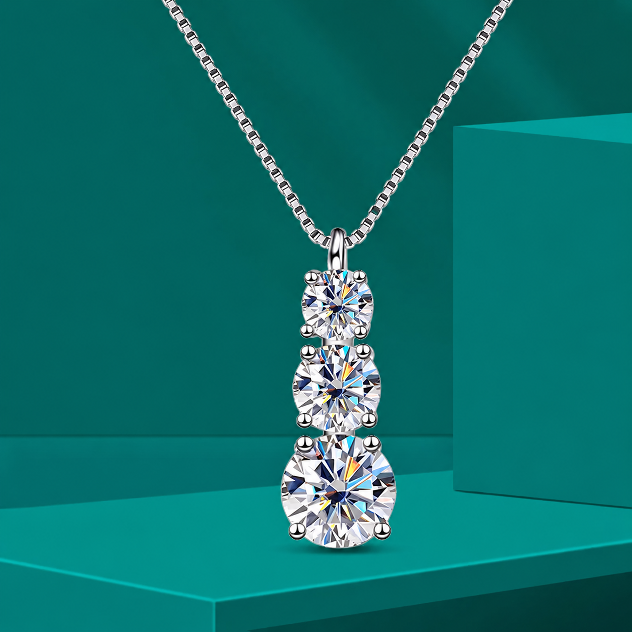 Colar Pingente Moissanite Gota Prata 925 Ouro Branco 18K — Certificado GRA