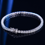 Pulseira Tênis Moissanite 3mm e 4mm Prata 925 Banho Ouro 18K — Certificado GRA