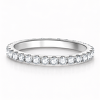 Anel Meia Aliança Moissanite 2mm Prata 925 Ouro Branco 18K — Certificado GRA