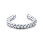 MODIAN 925 Sterling Silver Fashion Punk Cuff Earrings Sparkling Clear CZ Sparkling Clip Earrings For Women Men Unisex Jewelry