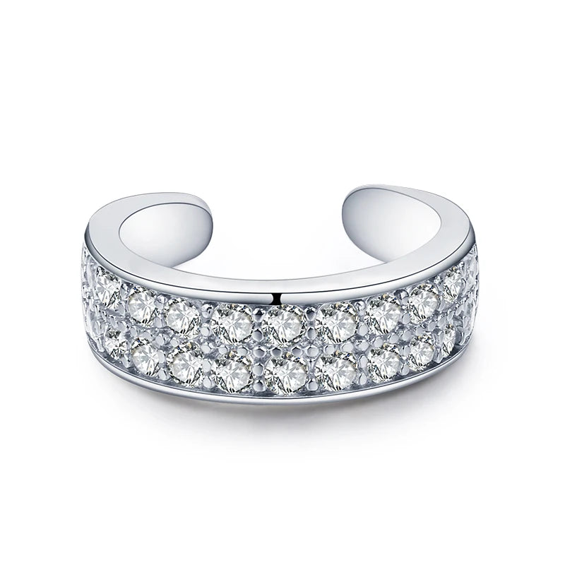 MODIAN 925 Sterling Silver Fashion Punk Cuff Earrings Sparkling Clear CZ Sparkling Clip Earrings For Women Men Unisex Jewelry