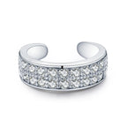 MODIAN 925 Sterling Silver Fashion Punk Cuff Earrings Sparkling Clear CZ Sparkling Clip Earrings For Women Men Unisex Jewelry