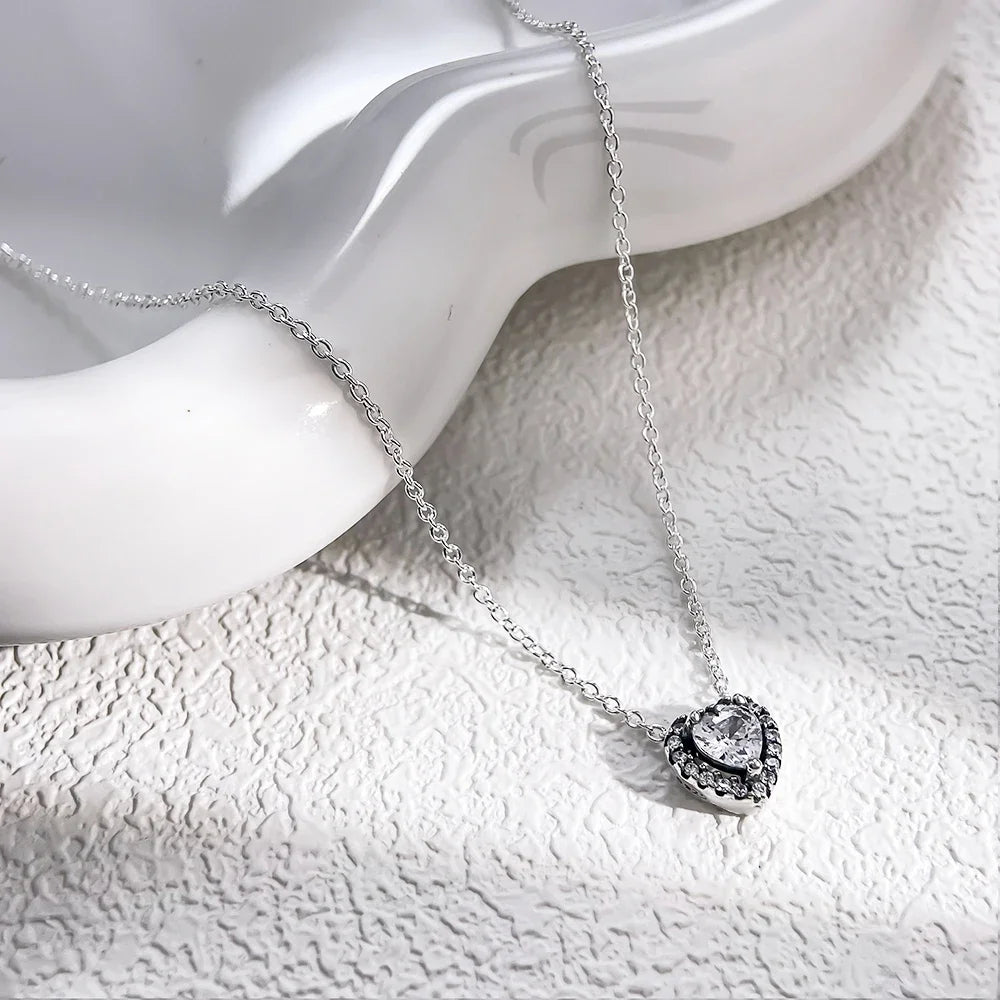 Conjunto Coração com Zircônia em Prata 925