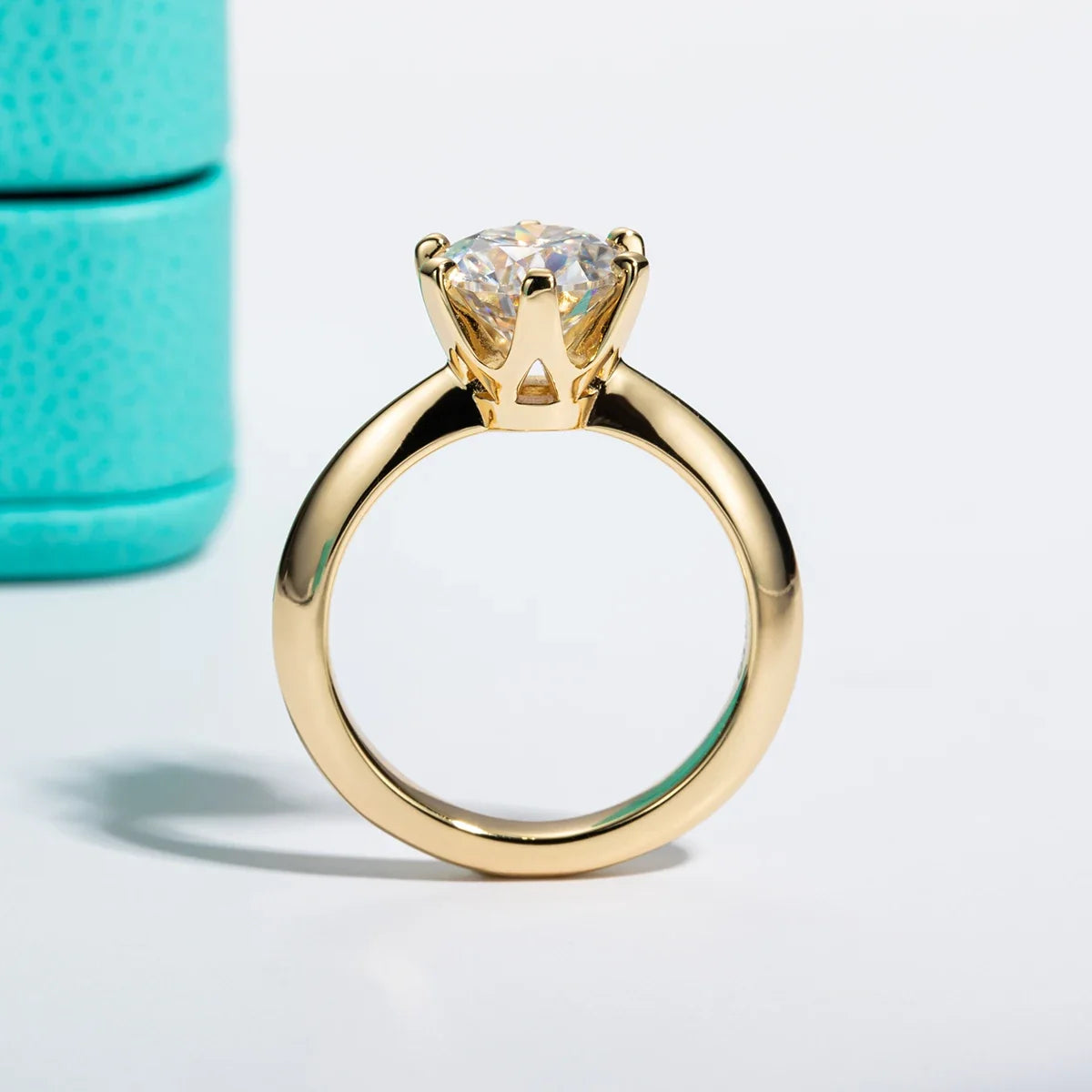 Anel Solitário Moissanite 3 Quilates Banhado a Ouro 18K em Prata 925
