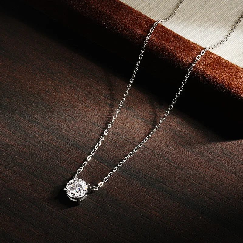 Colar Pingente Solitário Moissanite 1 a 5 Quilates Prata 925 Ouro 18K — GRA