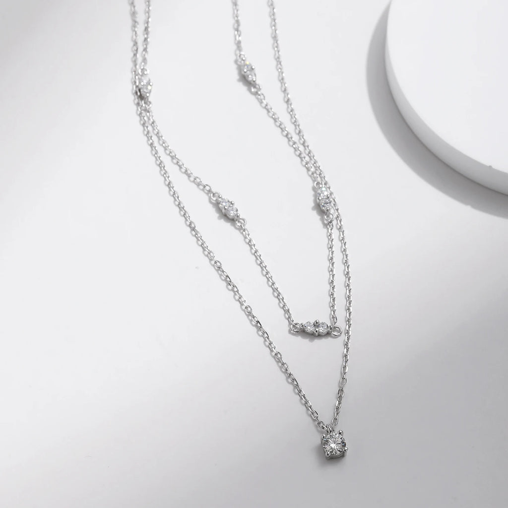 Colar Choker Duplo com Moissanite em Prata 925