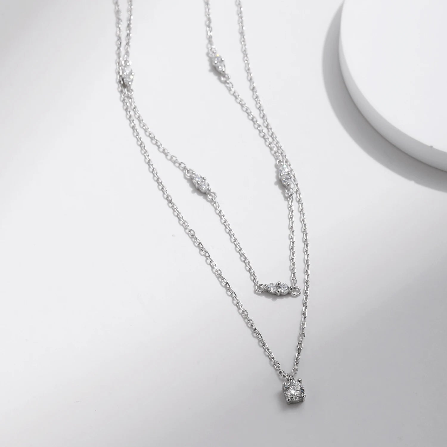 Colar Choker Duplo com Moissanite em Prata 925