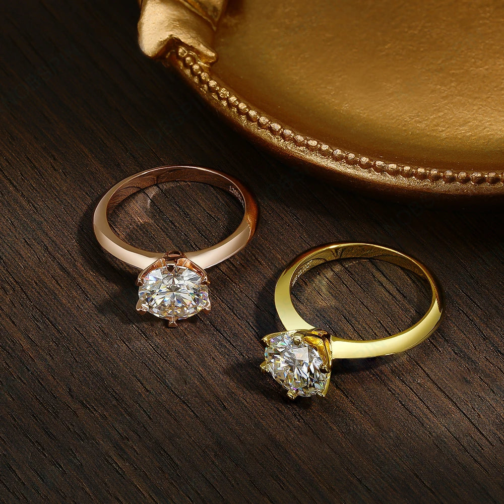 Anel Solitário Moissanite 6 Pinos 0,5 a 10 Quilates Prata 925 — Estilo Noivado GRA