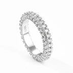 Aliança Russa Inteira Moissanite 5mm Prata 925 com Ródio — Certificado GRA