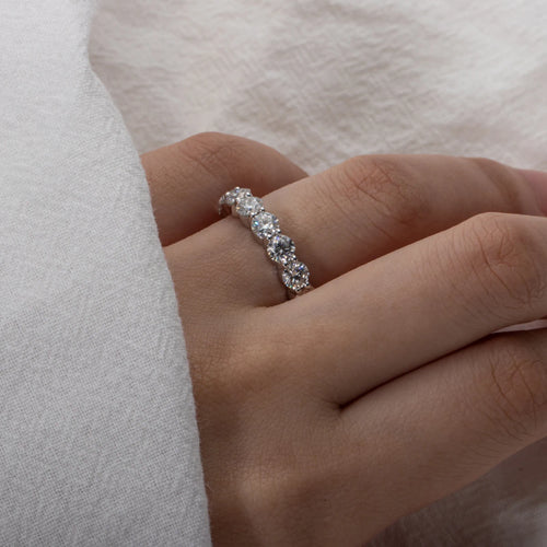 Aliança Inteira de Moissanite 4mm em Prata 925