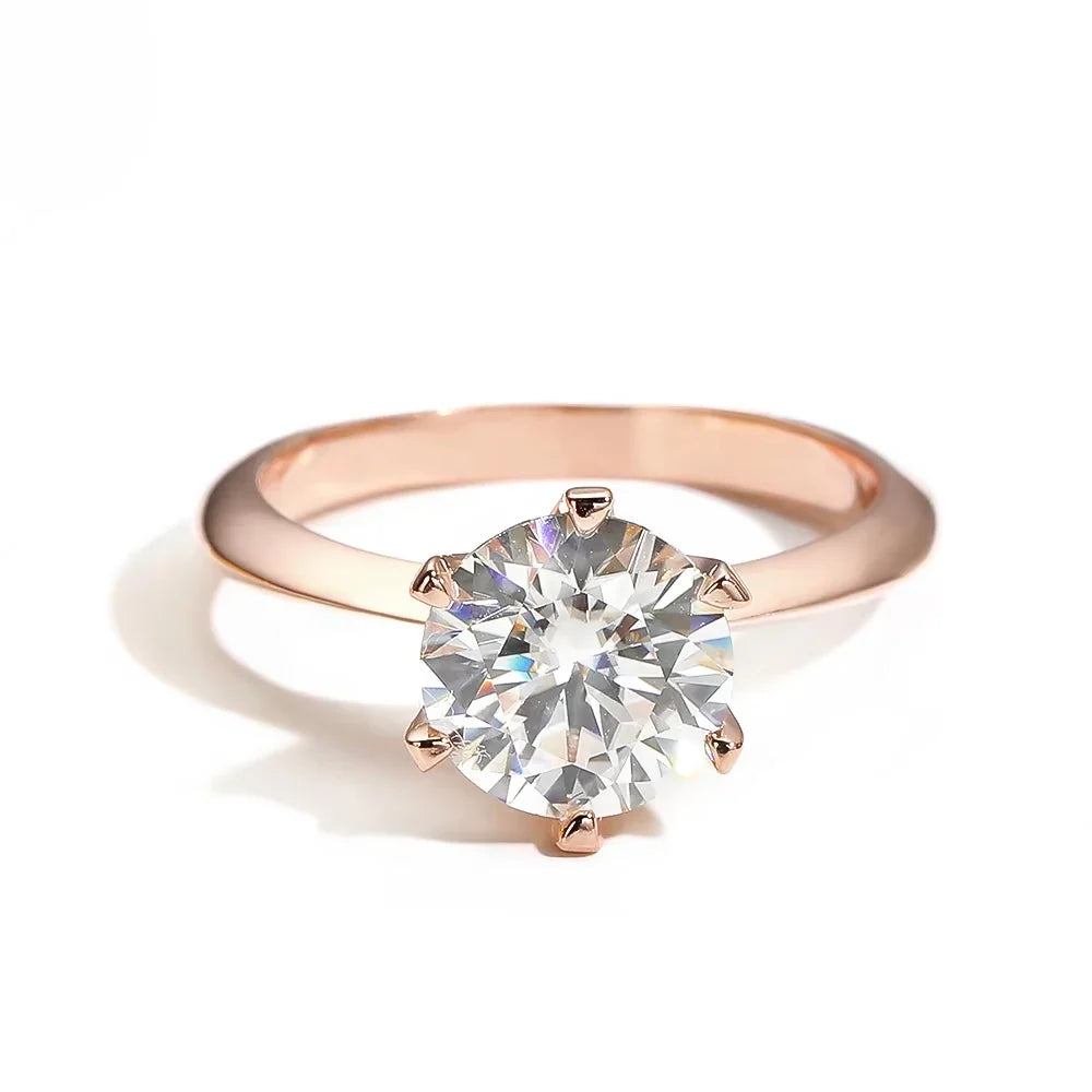 Anel Solitário Moissanite 6 Pinos 10 Quilates Prata 925 | Estilo Noivado GRA