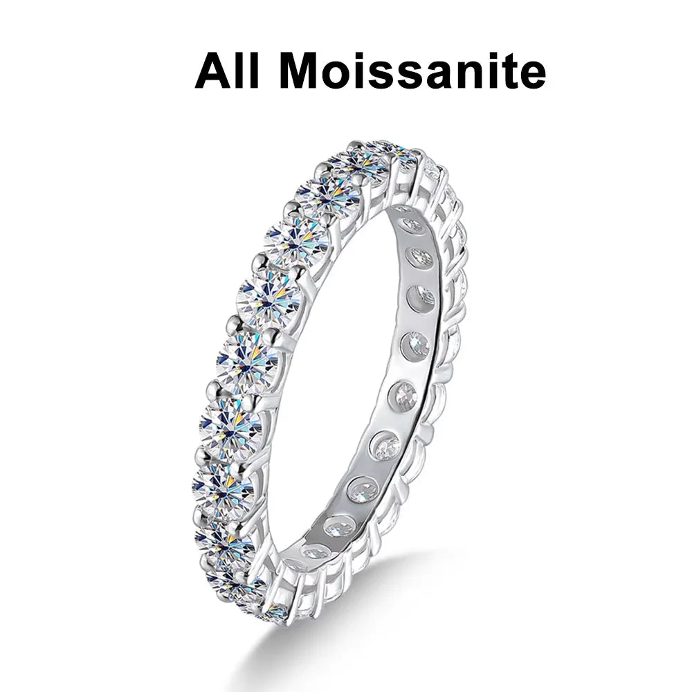 Aliança Riviera com Moissanite em Prata 925