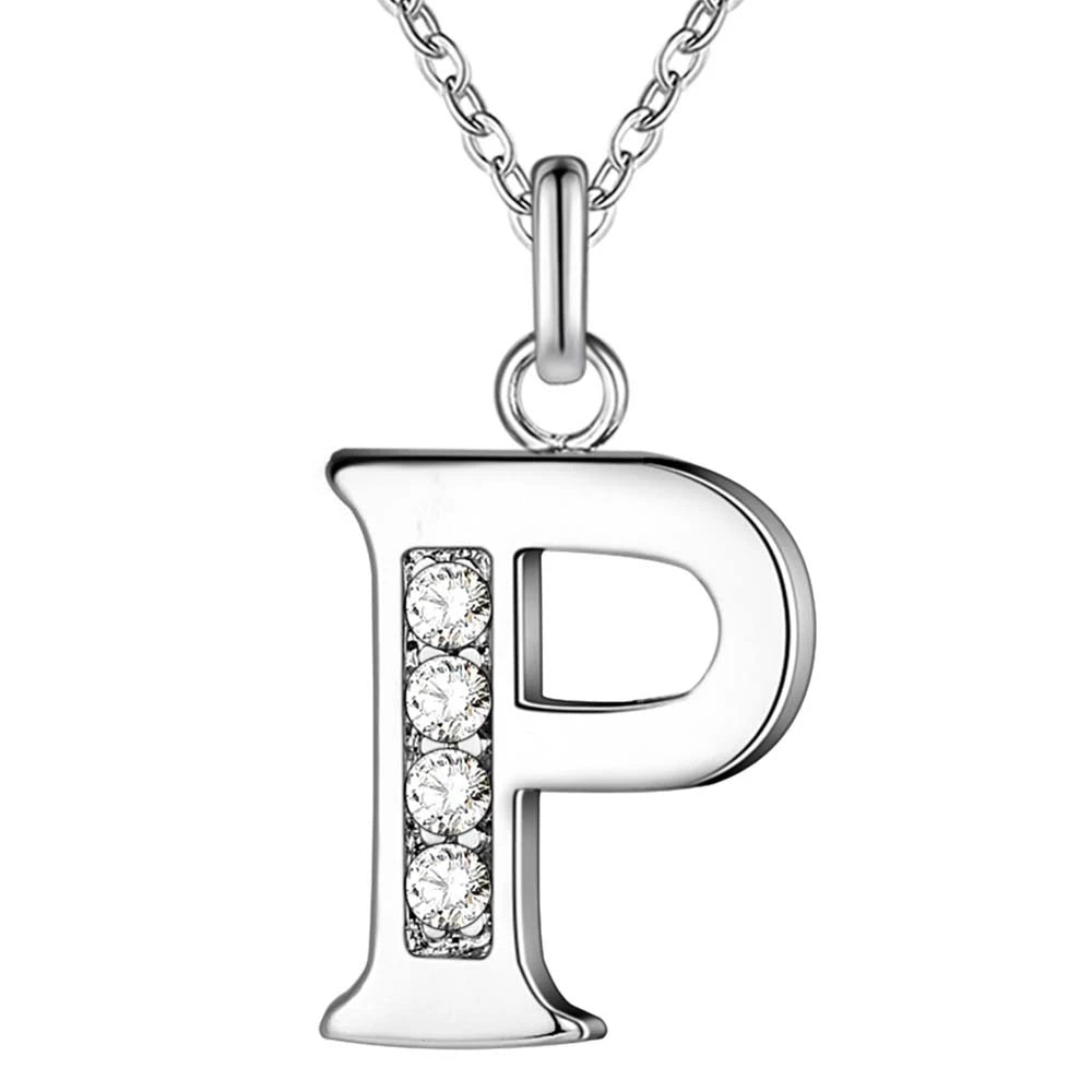 Colar com Pingente de Letra em Prata 925 com Zircônia