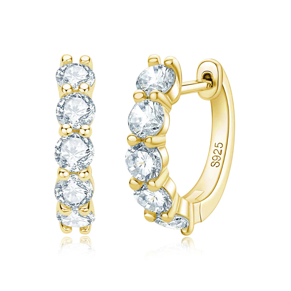 Brinco Argola Clique Moissanite Prata 925 Ouro Branco 18K — Certificado GRA