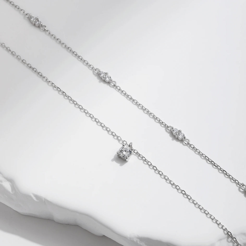 Colar Choker Duplo com Moissanite em Prata 925