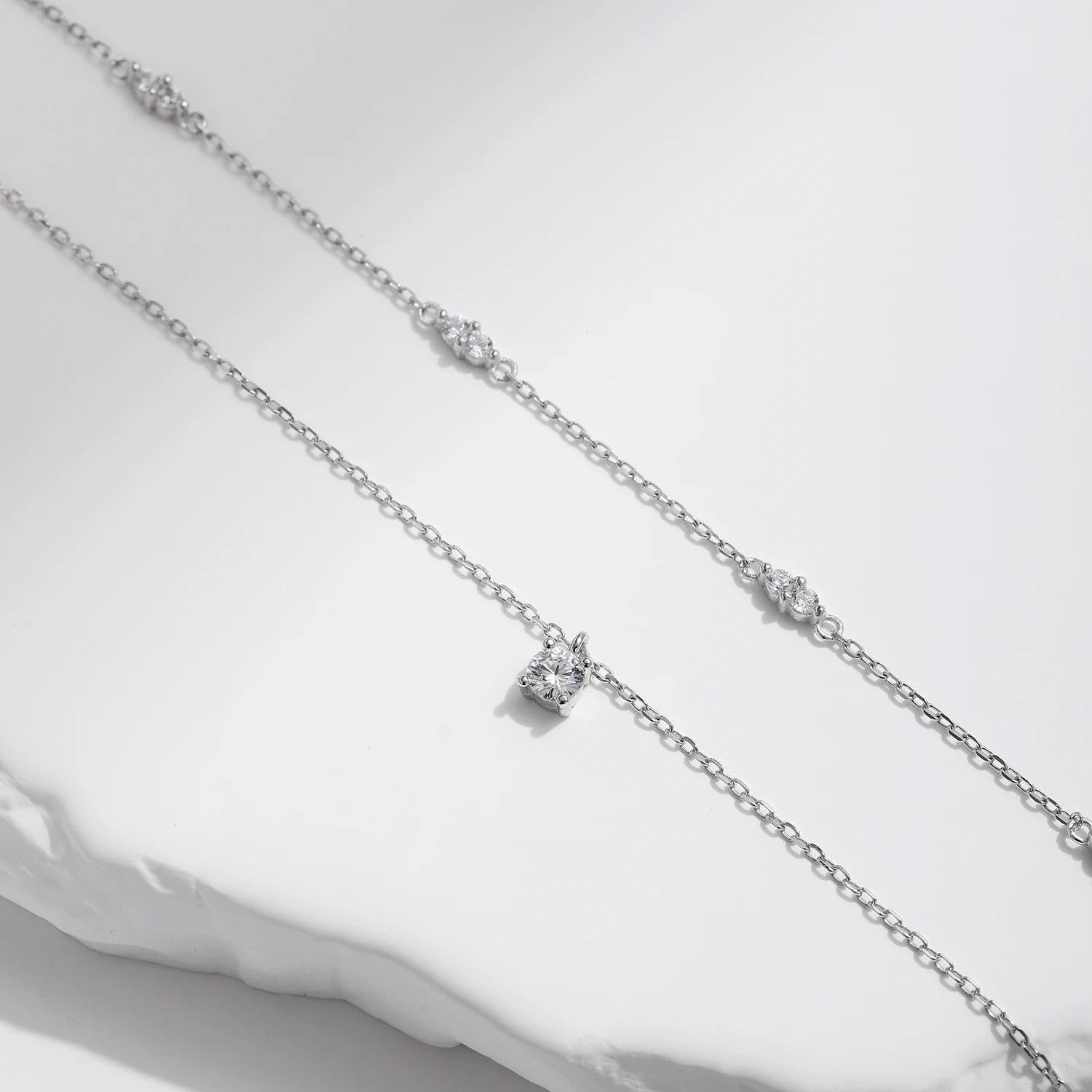 Colar Choker Duplo com Moissanite em Prata 925