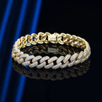 Pulseira Cubana Zircônia 8mm Prata 925 Banho Ouro 18K — Visual Impactante
