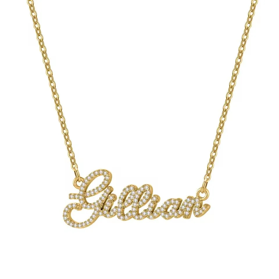 Colar com Nome Personalizado em Moissanite 3D e Prata 925