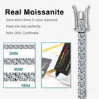 Pulseira Tênis Moissanite 3mm e 4mm Prata 925 Banho Ouro 18K — Certificado GRA
