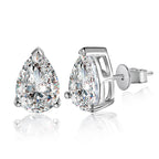 Brinco Solitário Moissanite Corte Pêra 0,5 a 2 Quilates Prata 925 Ouro 18K — GRA