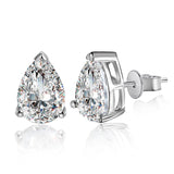 Brinco Solitário Moissanite Corte Pêra 0,5 a 2 Quilates Prata 925 Ouro 18K — GRA