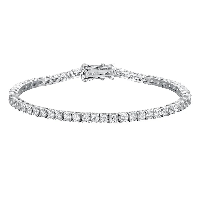 Pulseira Riviera Tênis Moissanite 2mm a 6,5mm Prata 925 Ouro Branco — Certificado GRA