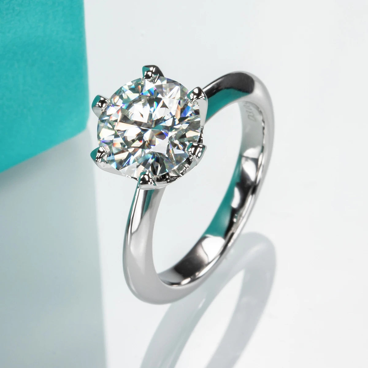 Anel Solitário de Moissanite 0,5 a 5ct em Prata 925