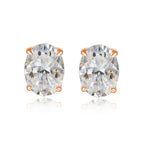 Brinco Solitário Moissanite Corte Oval 1 a 4 Quilates Prata 925 — Certificado GRA