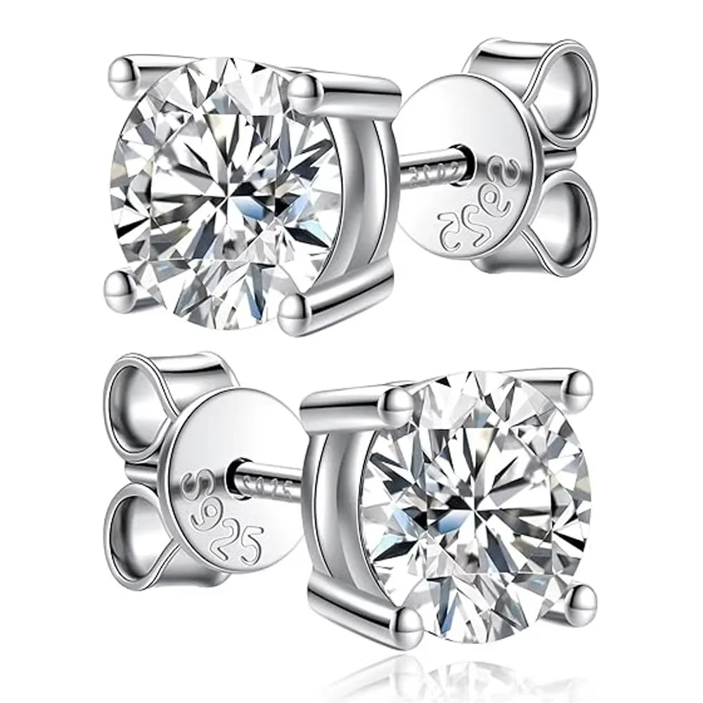 Brinco Solitário Moissanite 0,5 a 2 Quilates Prata 925 — Diamante de Laboratório GRA