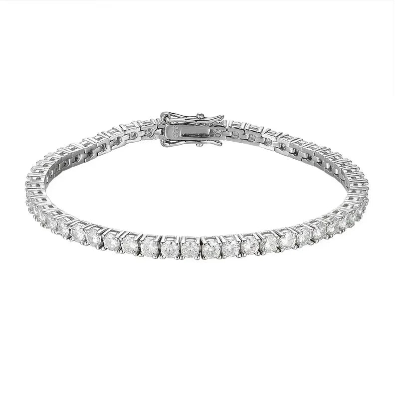 Pulseira Riviera Tênis Moissanite 2mm a 6,5mm Prata 925 Ouro Branco — Certificado GRA