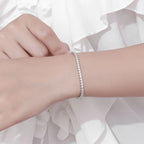 Pulseira Riviera Tênis Moissanite 2mm a 6,5mm Prata 925 Ouro Branco — Certificado GRA