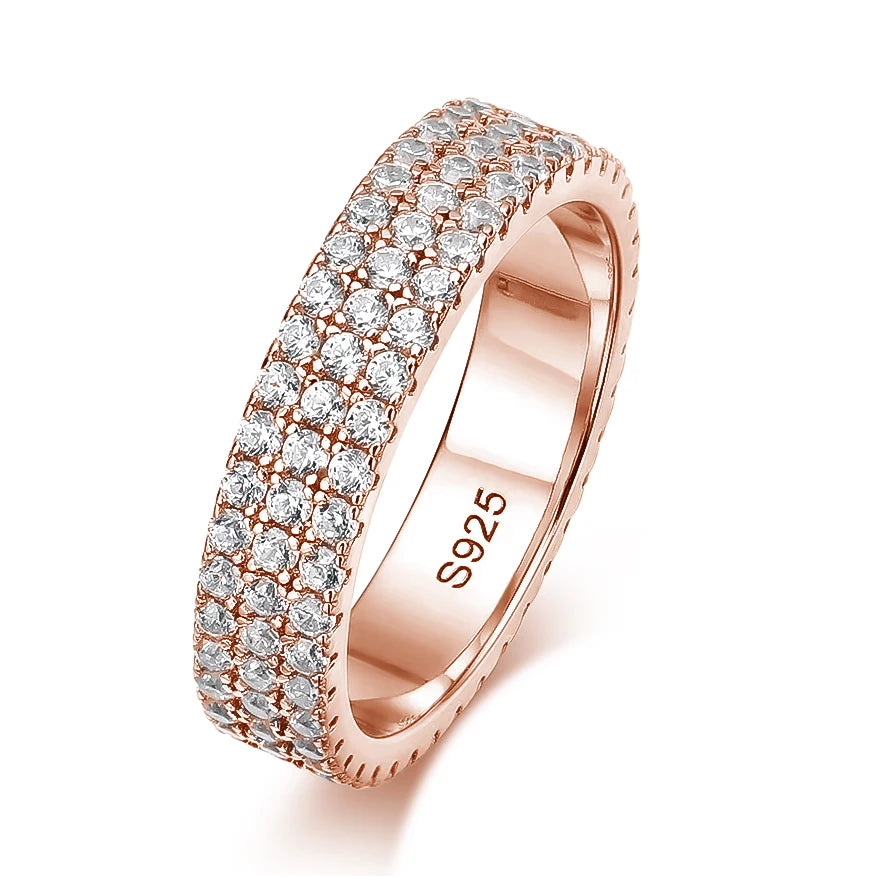 Aliança Eternity Completa Moissanite Prata 925 Banho Ouro 18K — Certificado GRA